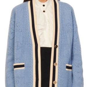 【Brand New】Women's Sandro Blue Oversize-fit Cardigan size S